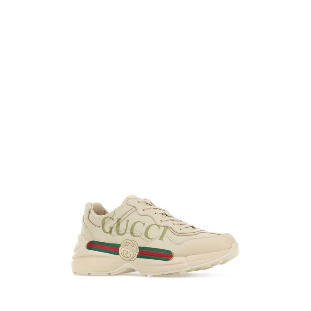 Gucci Men Ivory Leather Rhyton Sneakers - Picture 2 of 2